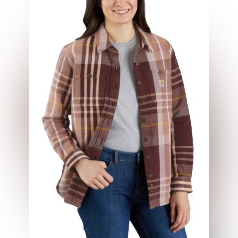 Carhartt Women's Loose Fit Heavyweight Twill Long-Sleeve Plaid Shirt